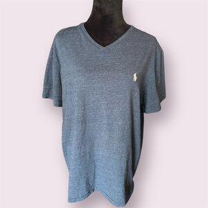 Polo by Ralph Lauren Men's Large Blue V-Neck Shirt